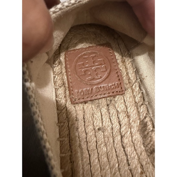 Tory Burch color block flats Luggage Canvas Napa Leather espadrilles Size 5 - Picture 6 of 10